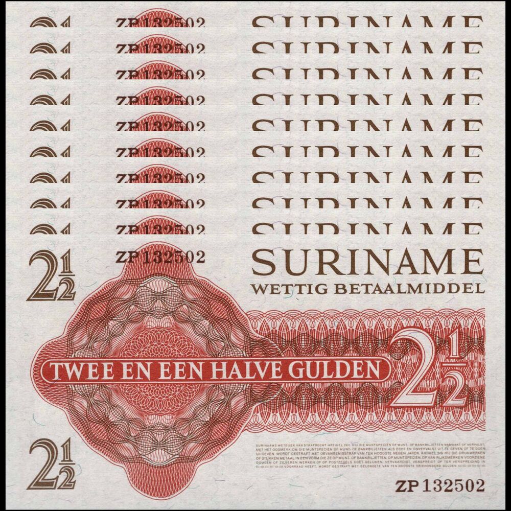 Suriname -  2 1/2 Gulden 1967 - Pick # 117 - Set 10 PCS