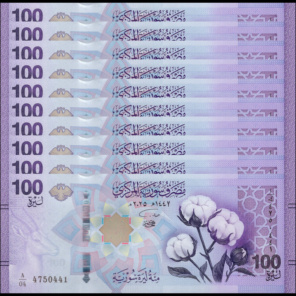 Syria -  100 Pounds 2025 - Pick # NEW - Set 10 PCS