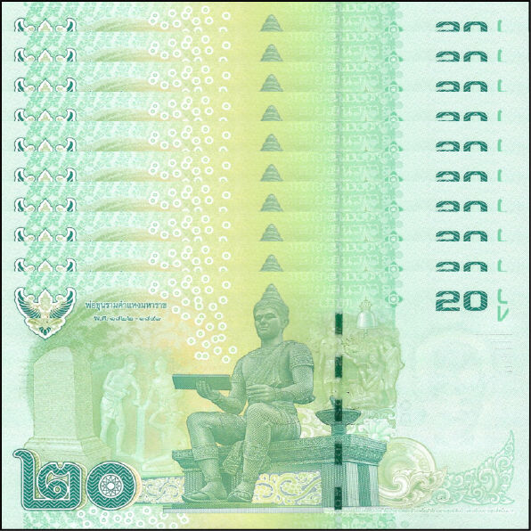 Thailand - 20 Baht 2013 - Pick # 118 - Set 10 PCS