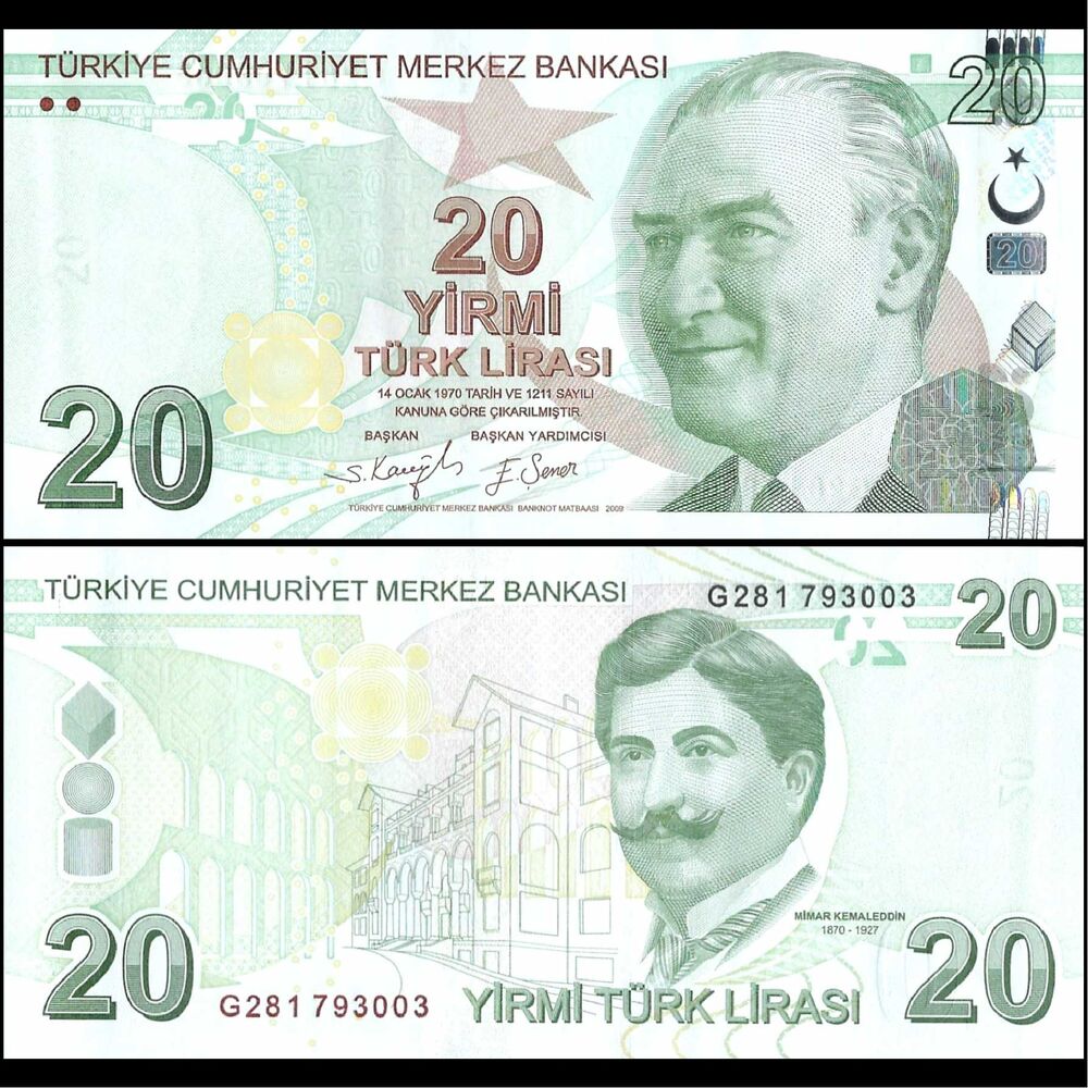 Turkey -  20 Lirasi 2009 - Pick # 224f - Set 10 PCS