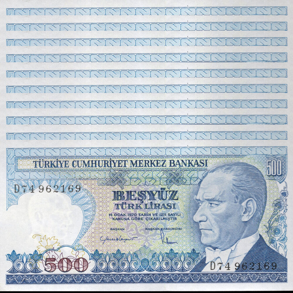 Turkey -  500 Lirasi 1983 - Pick # 195 - Set 10 PCS