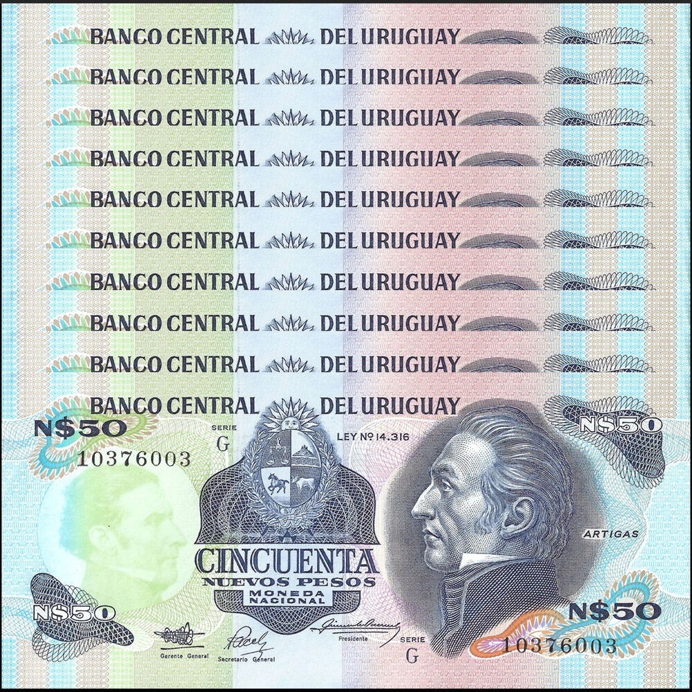 Uruguay - 50 Nuevos Pesos 1989 - Pick- 61a - Set 10 PCS