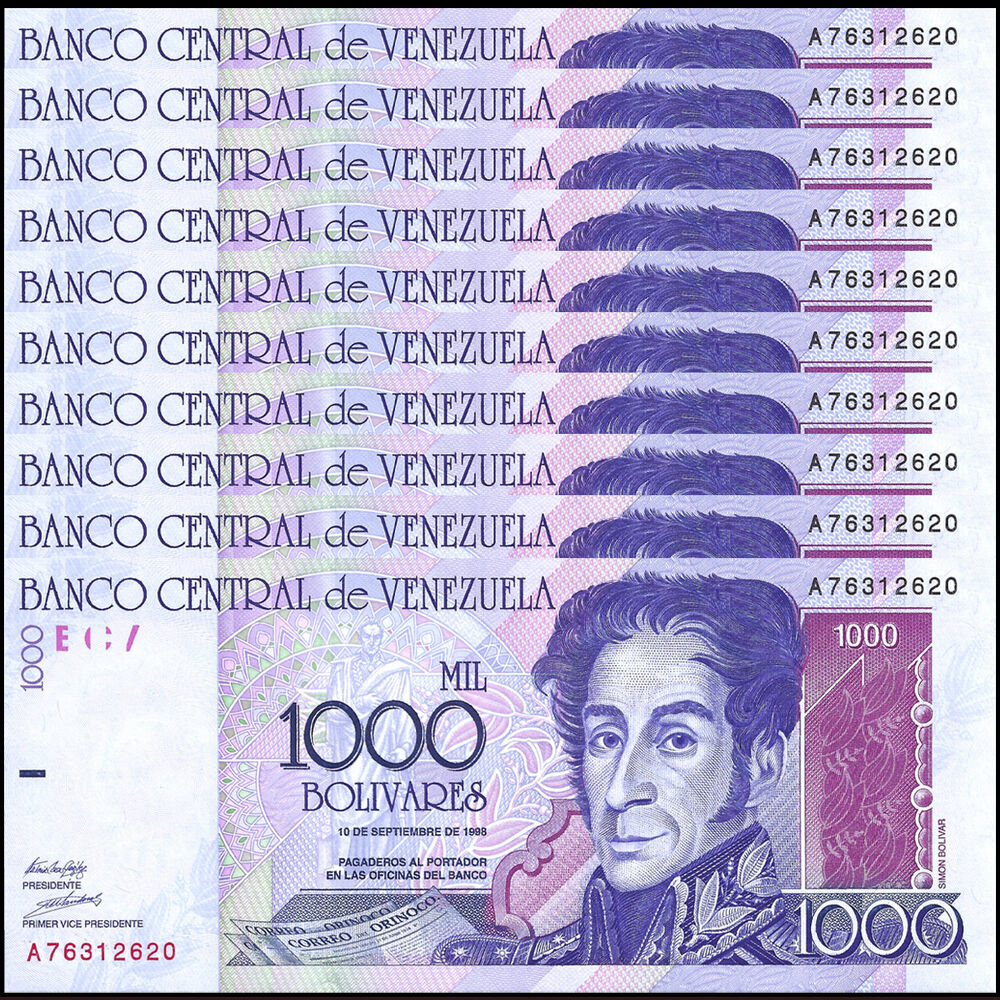 Venezuela - 1000 Bolivares 1998 - Pick- 79 / B350 - Set 10 PCS