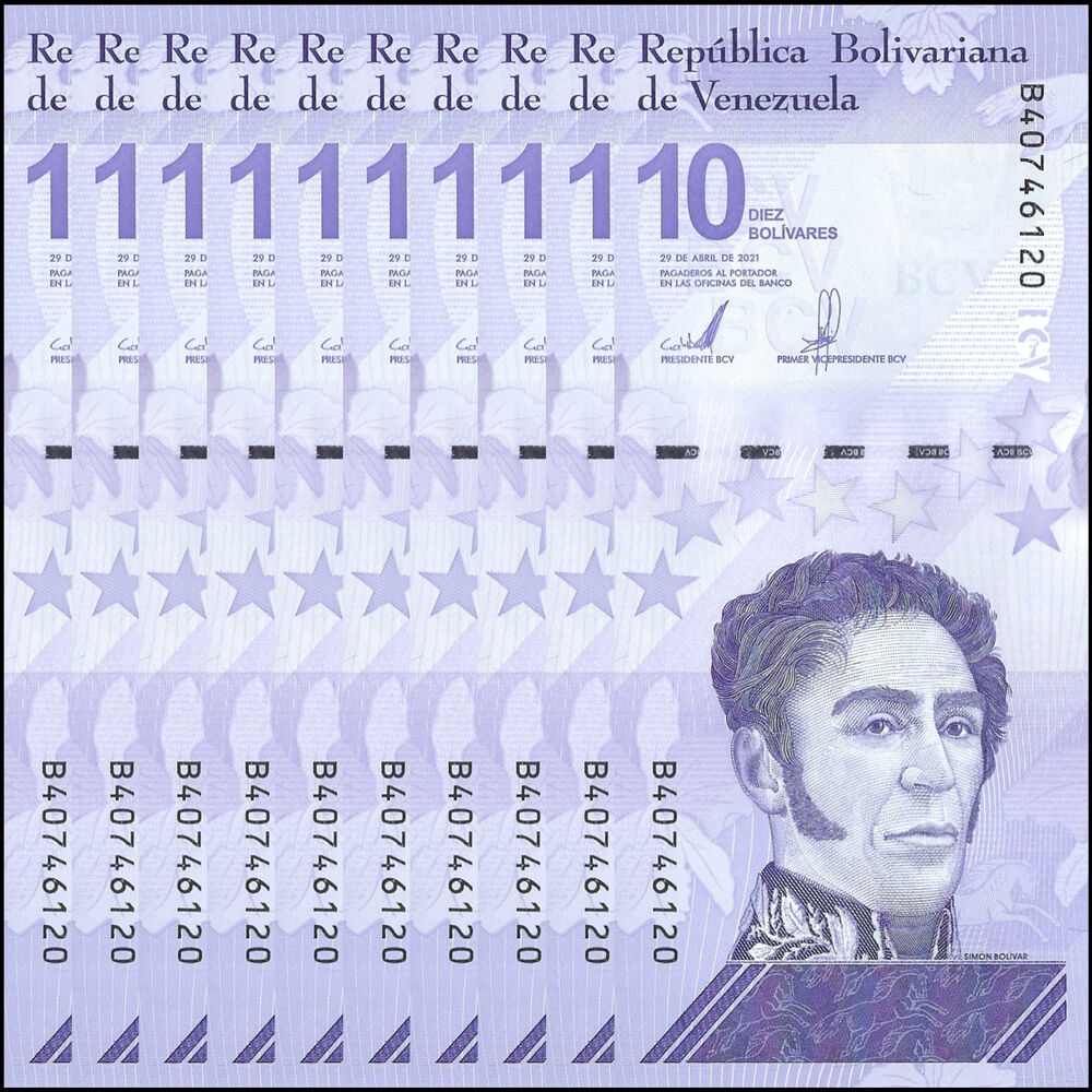 Venezuela -  10 Bolivares 2021 - Pick # 116 - Set 10 PCS