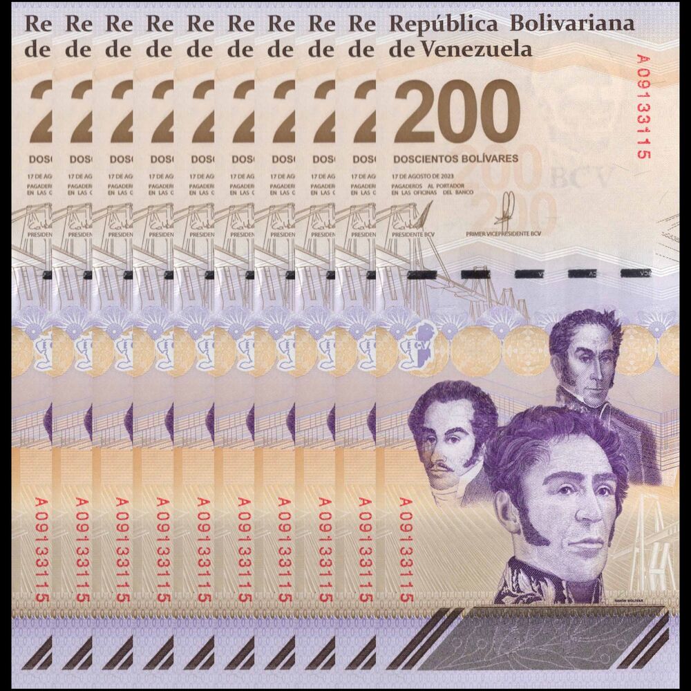 Venezuela -  200 Bolivares 2023 - Pick # 120 - Set 10 PCS