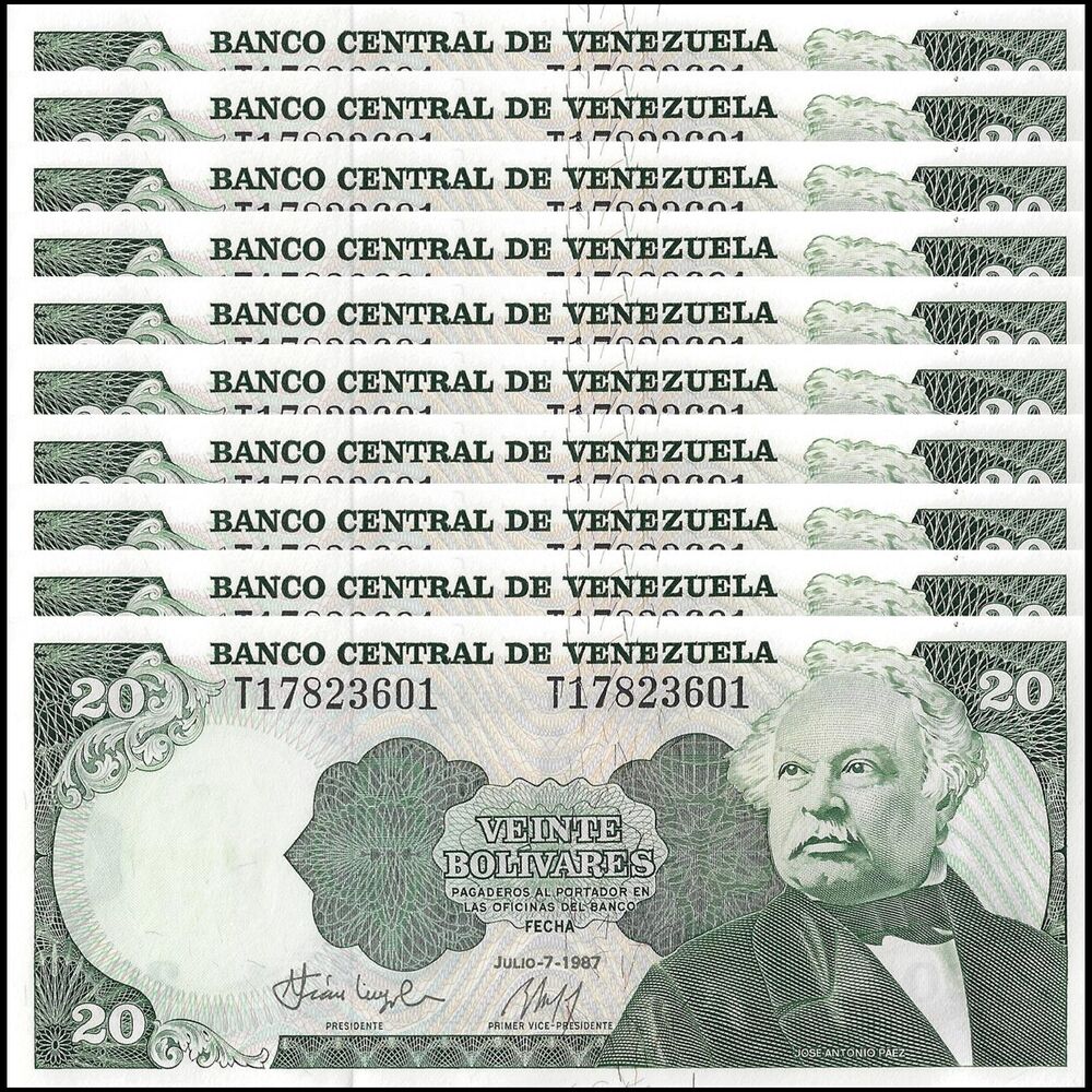 Venezuela - 20 Bolivares 1987 - Pick- 64A / B330 - Set 10 PCS