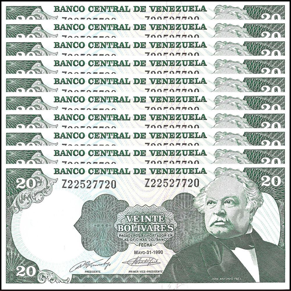 Venezuela - 20 Bolivares 1990 - Pick- 63 / B328c - Set 10 PCS