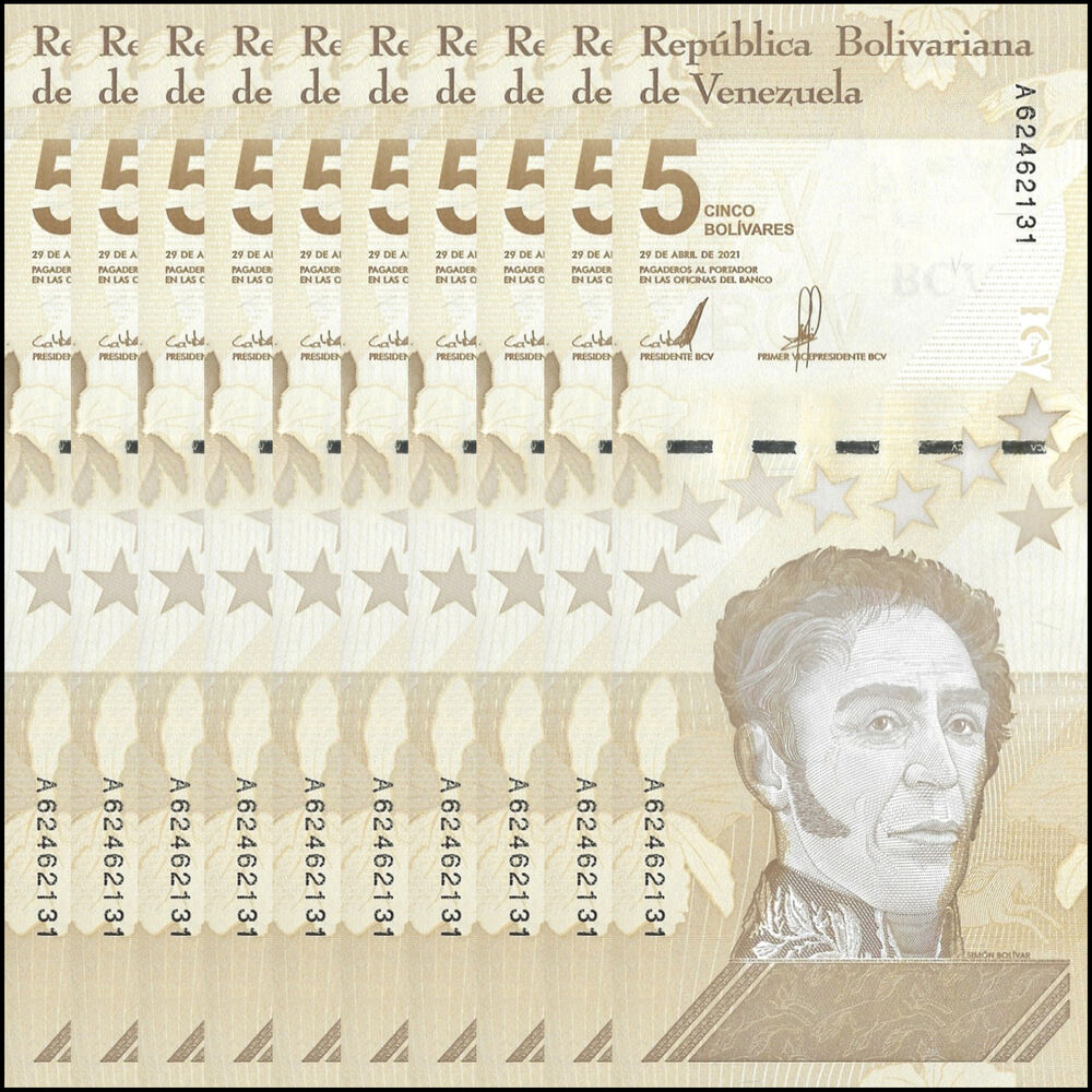 Venezuela -  5 Bolivares 2021 - Pick # 115 - Set 10 PCS