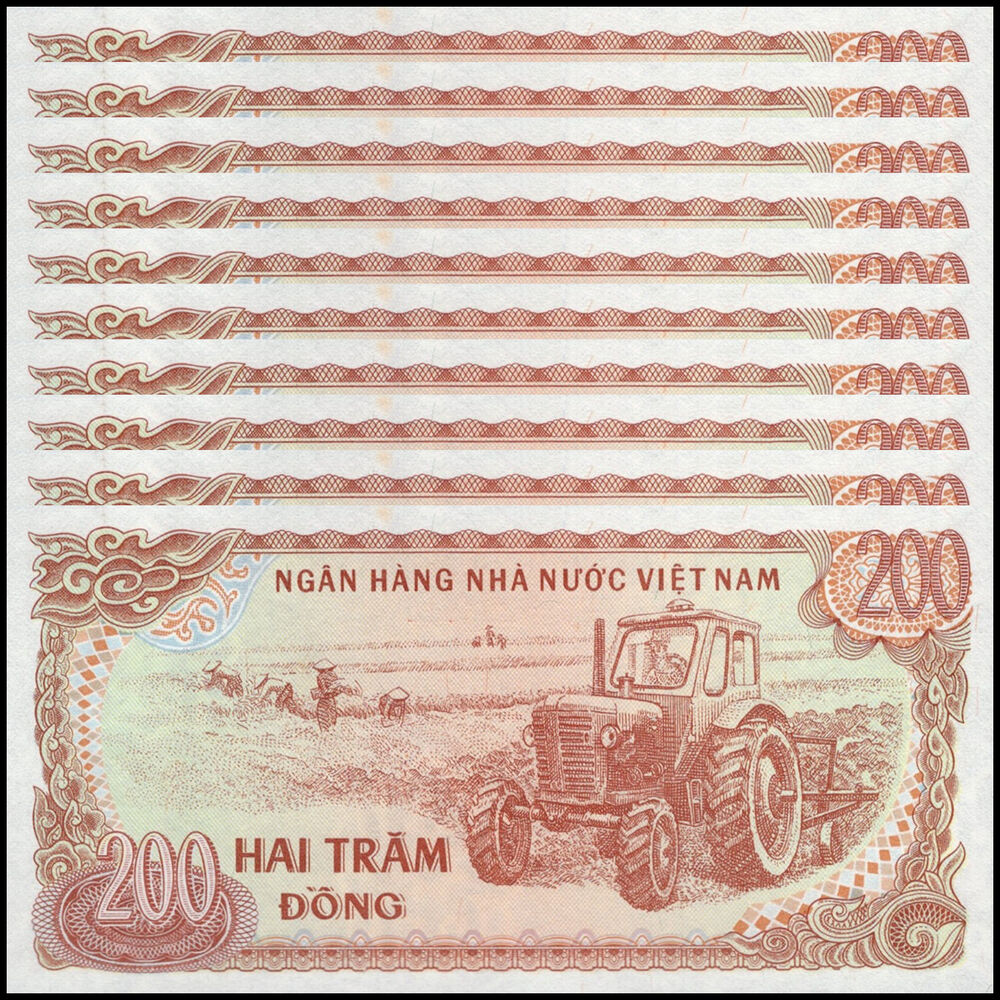 Vietnam -  200 Dong 1987 - Pick # 100 - Set 10 PCS