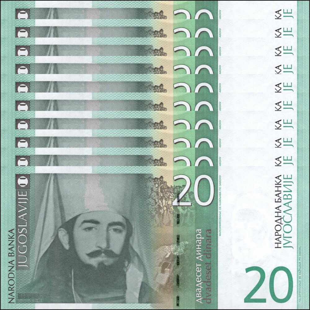 Yugoslavia -  20 Dinara 2000 - Pick # 154 - Set 10 PCS