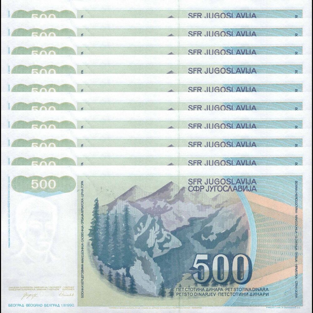 Yugoslavia -  500 Dinara 1990 - Pick # 106 - Set 10 PCS