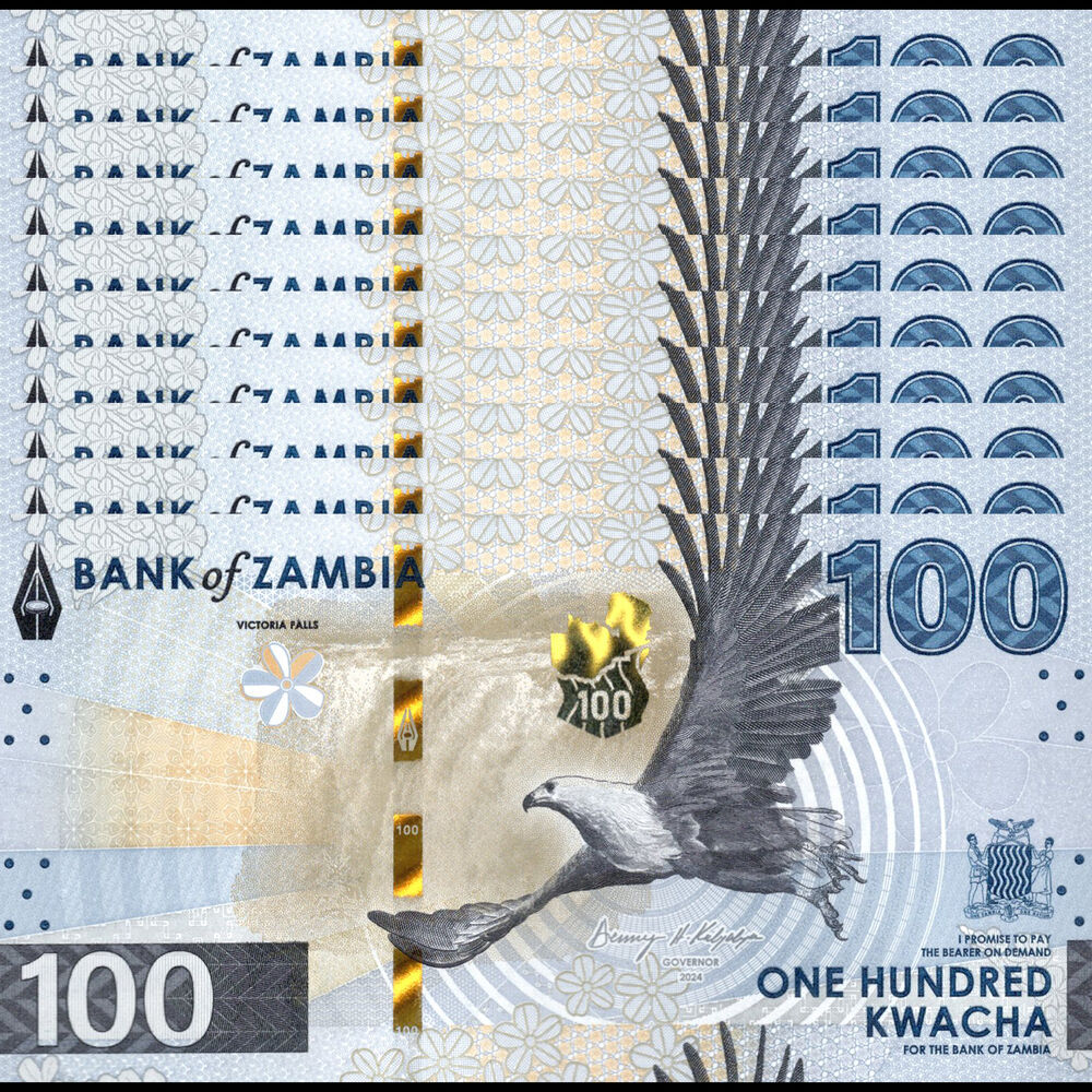 Zambia -  100 Kwacha 2024 - Pick # 65a - Set 10 PCS