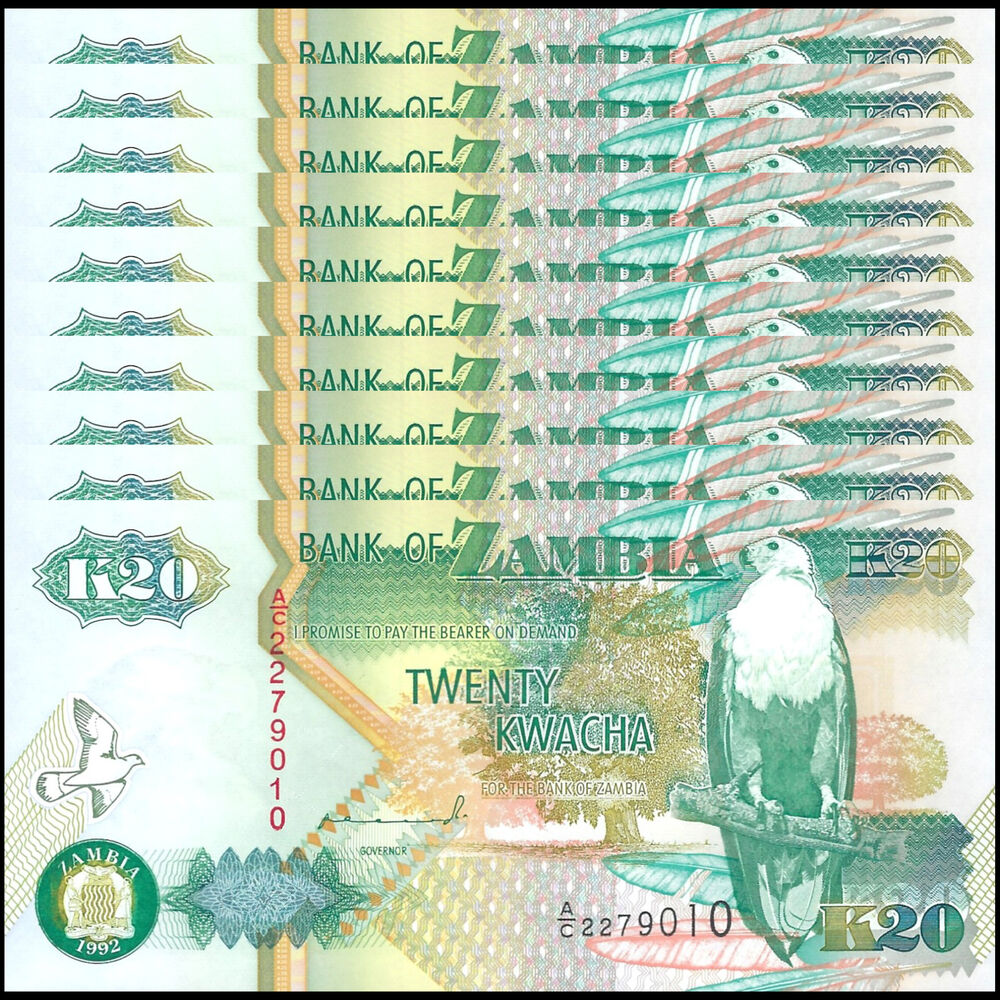 Zambia - 20 Kwacha 1992 - Pick # 36a - Set 10 PCS