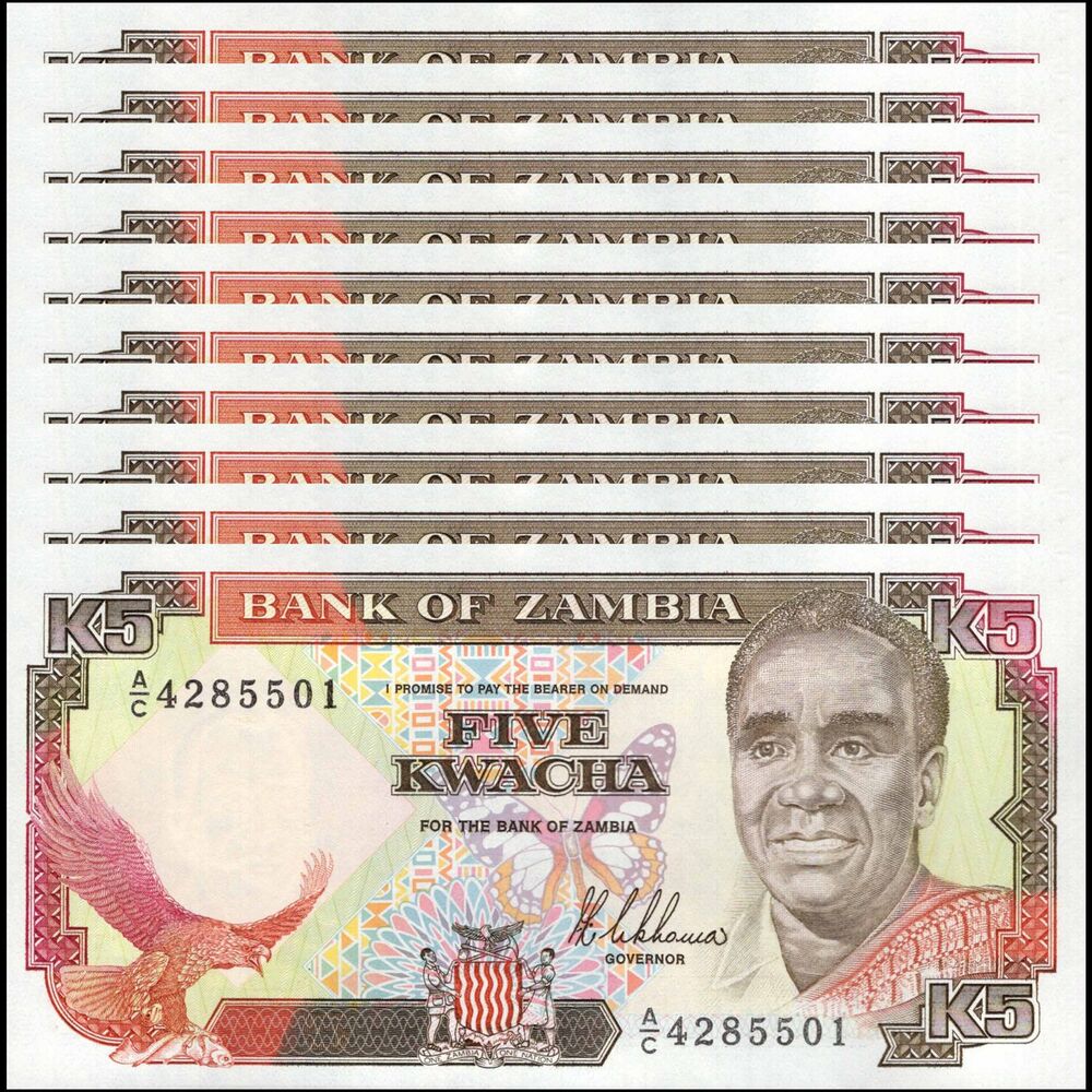Zambia -  50 Kwacha 1989 - Pick # 30 - Set 10 PCS