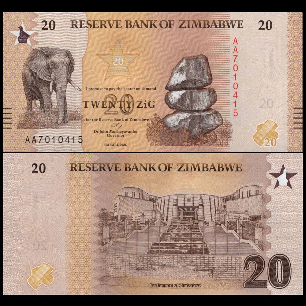 Zimbabwe -  20 Zig 2026 - Pick # NEW - Set 10 PCS
