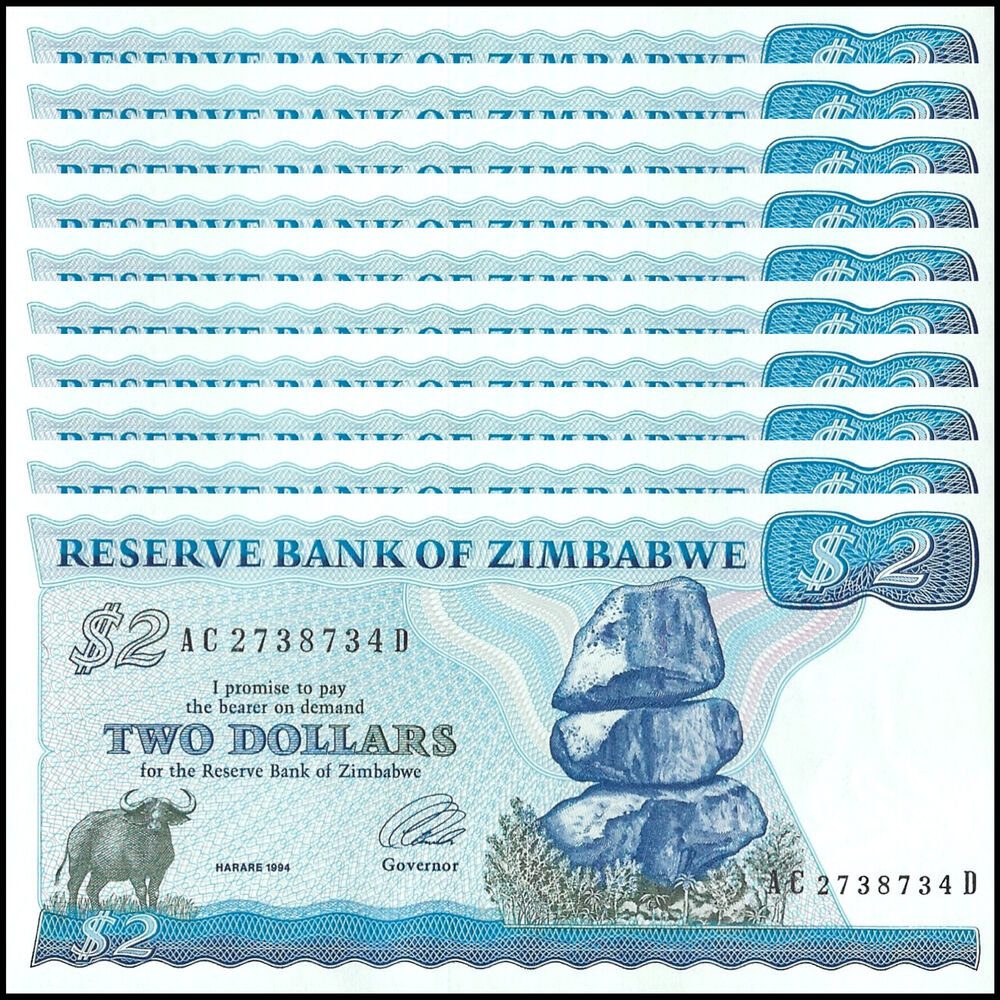 Zimbabwe - 2 Dollars 1994 - Pick # 1c - Set 10 PCS
