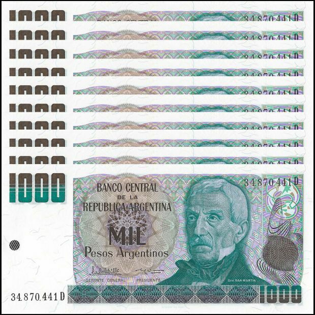 Argentinië -  1000 Pesos 1983/85 - Pick # 317 - Set 10 PCS