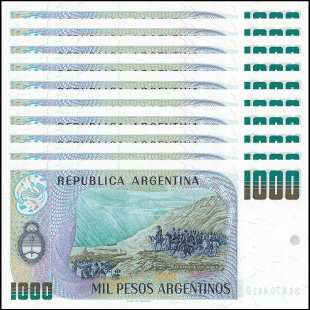 Argentinië -  1000 Pesos 1983/85 - Pick # 317 - Set 10 PCS