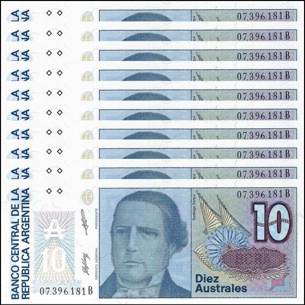 Argentinië -  10 Australes 1985 - Pick # 325 - Set 10 PCS