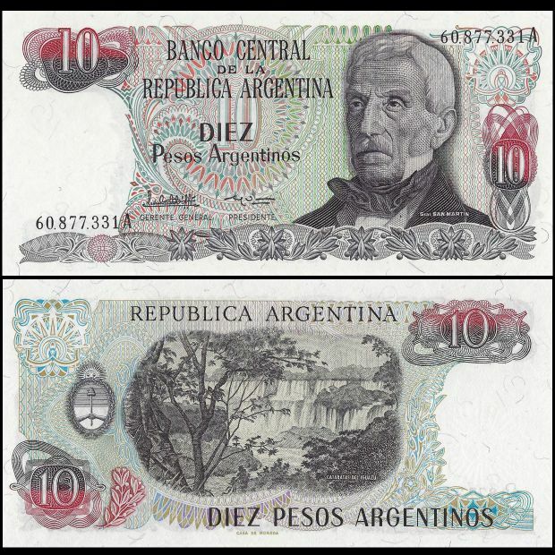 Argentina - 10 Pesos 1983 - Pick- 313 - Set 10 PCS