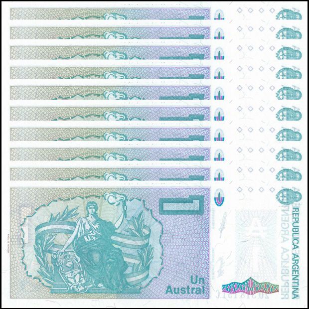 Argentina -  1 Austral 1985 - Pick # 323 - Set 10 PCS