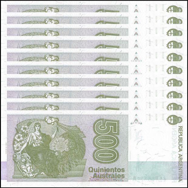 Argentina - 500 Australes 1990 - Pick- 328b - Set 10 PCS