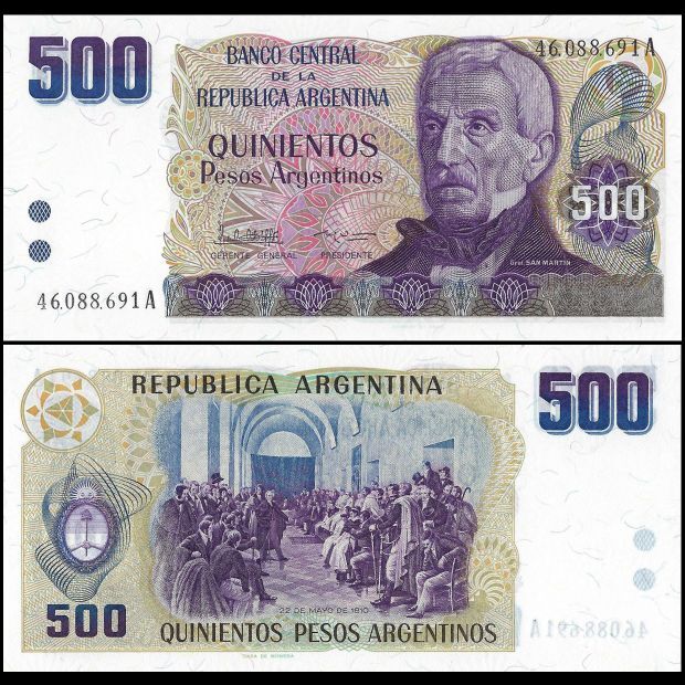 Argentinië -  500 Pesos 1984 - Pick # 316 - Set 10 PCS