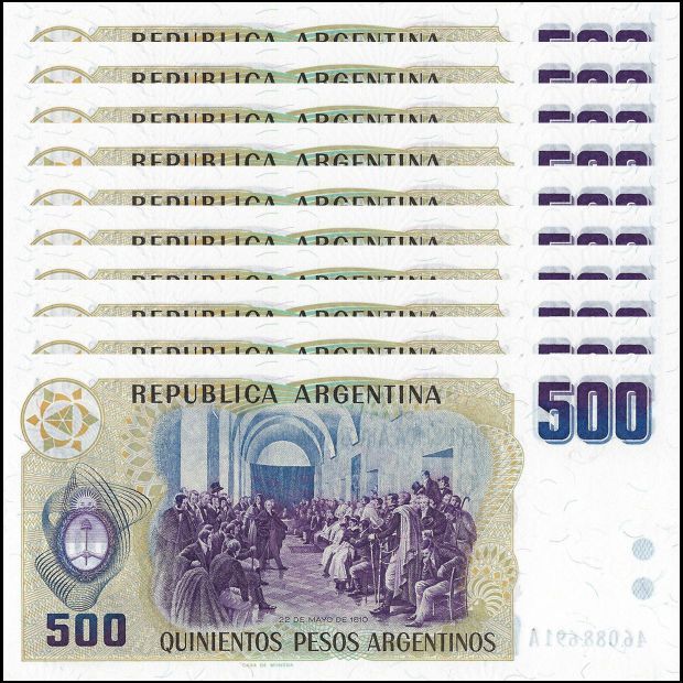 Argentinië -  500 Pesos 1984 - Pick # 316 - Set 10 PCS