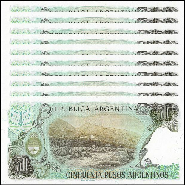 Argentina -  50 Pesos 1983 - Pick # 314 - Set 10 PCS