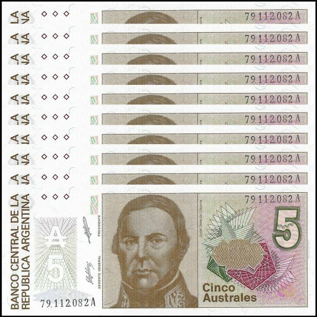 Argentinië -  5 Australes 1985 - Pick # 324 - Set 10 PCS