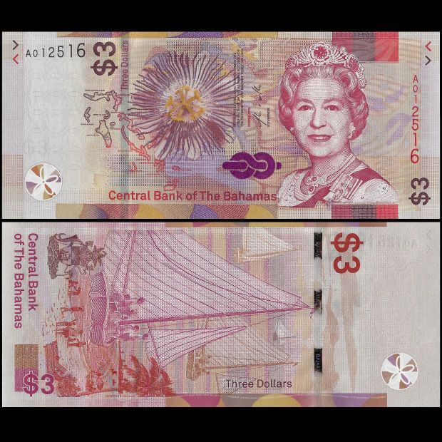 Bahamas - 3 Dollars 2019 - Pick # 78 - Set 10 PCS