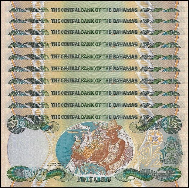 Bahamas -  Half Dollar 2001 - Pick # 68 - Set 10 PCS