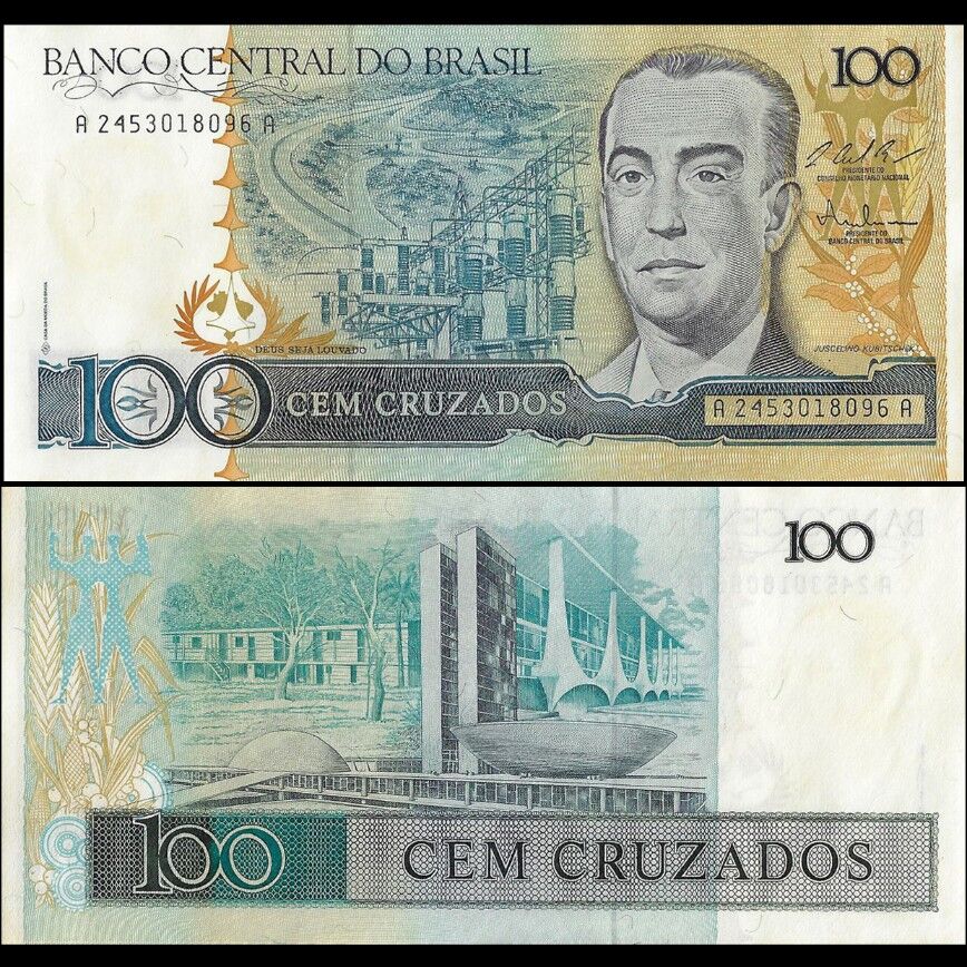 Brazil -  100 Cruzados 1987 - Pick # 211b - Set 10 PCS