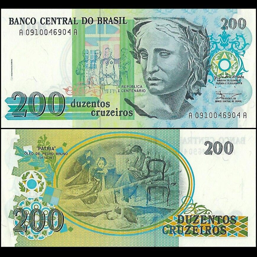 Brazil -  200 Cruzeiros 1990 - Pick # 229 - Set 10 PCS