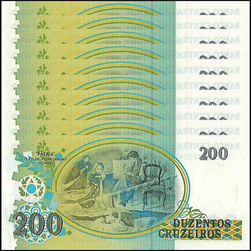 Brazil -  200 Cruzeiros 1990 - Pick # 229 - Set 10 PCS
