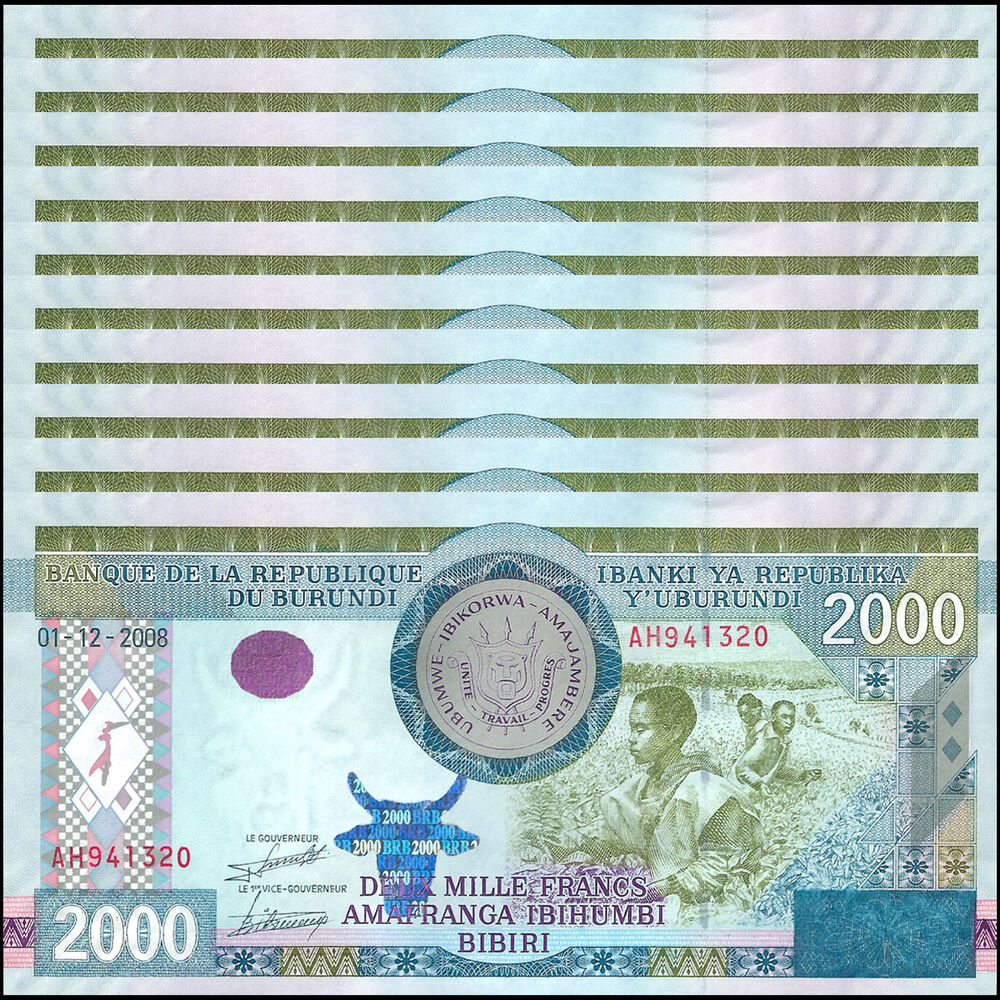 Burundi - 2000 Francs 2008 - Pick-47 / B234 - Set 10 PCS