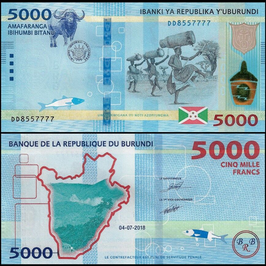 Burundi - 5000 Francs 2018 - Pick- 53b - Set 10 PCS
