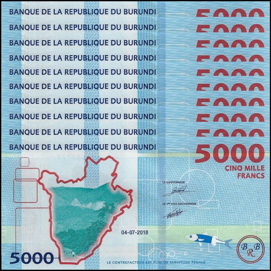 Burundi - 5000 Francs 2018 - Pick- 53b - Set 10 PCS