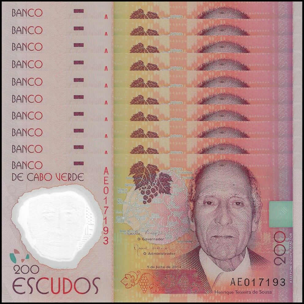 Cape Verde -  200 Escudos 2014 - Pick # 71 - Set 10 PCS