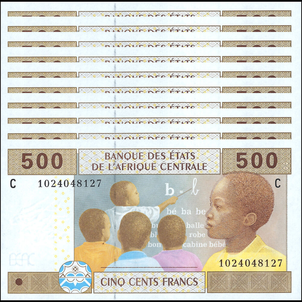 C.A.S. Chad - 500 Francs 2002 - Pick- 606Ce - Set 10 PCS