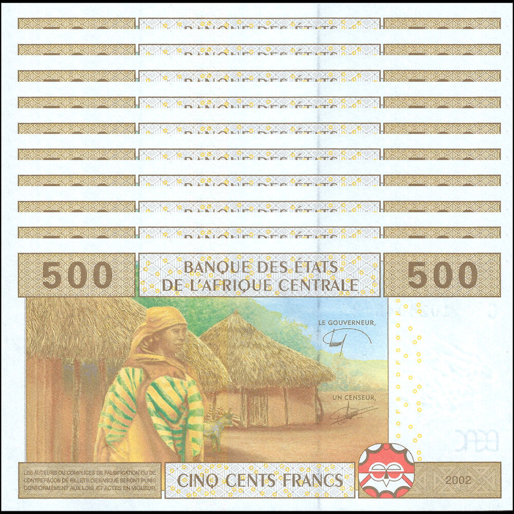 C.A.S. Chad - 500 Francs 2002 - Pick- 606Ce - Set 10 PCS