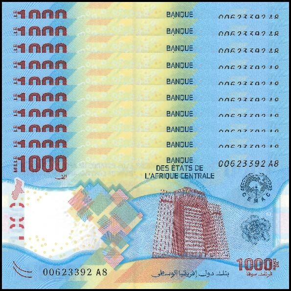 Central African States - 1000 Francs 2022 - Pick- 701 / B112 - Set 10 PCS