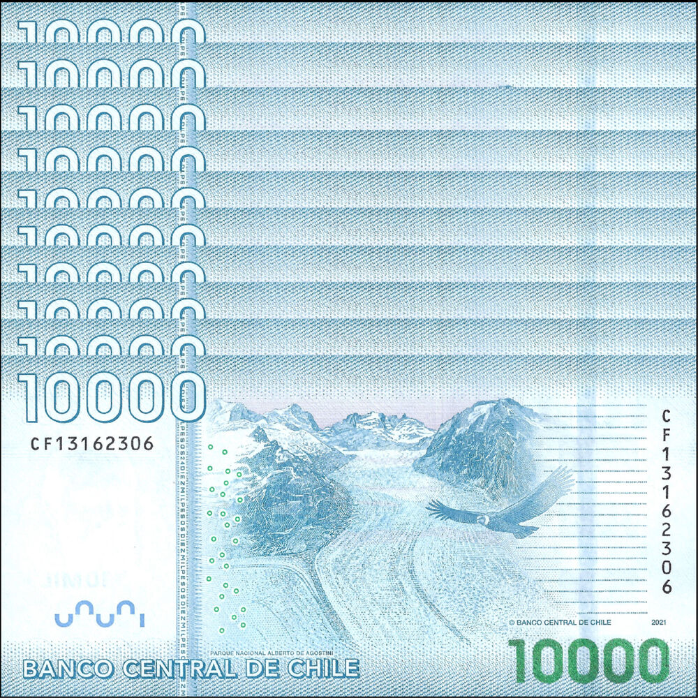 Chile - 10.000 Pesos 2021 - Pick- 164 / B299j - Set 10 PCS