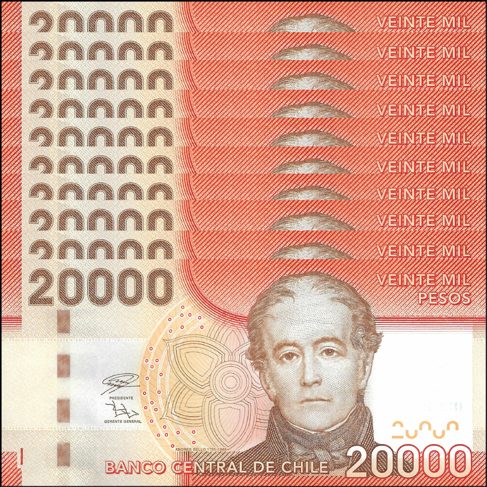 Chile - 20.000 Pesos 2019 - Pick- 165 / B300j - Set 10 PCS