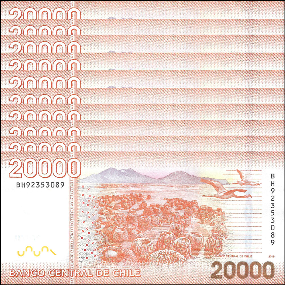 Chile - 20.000 Pesos 2019 - Pick- 165 / B300j - Set 10 PCS