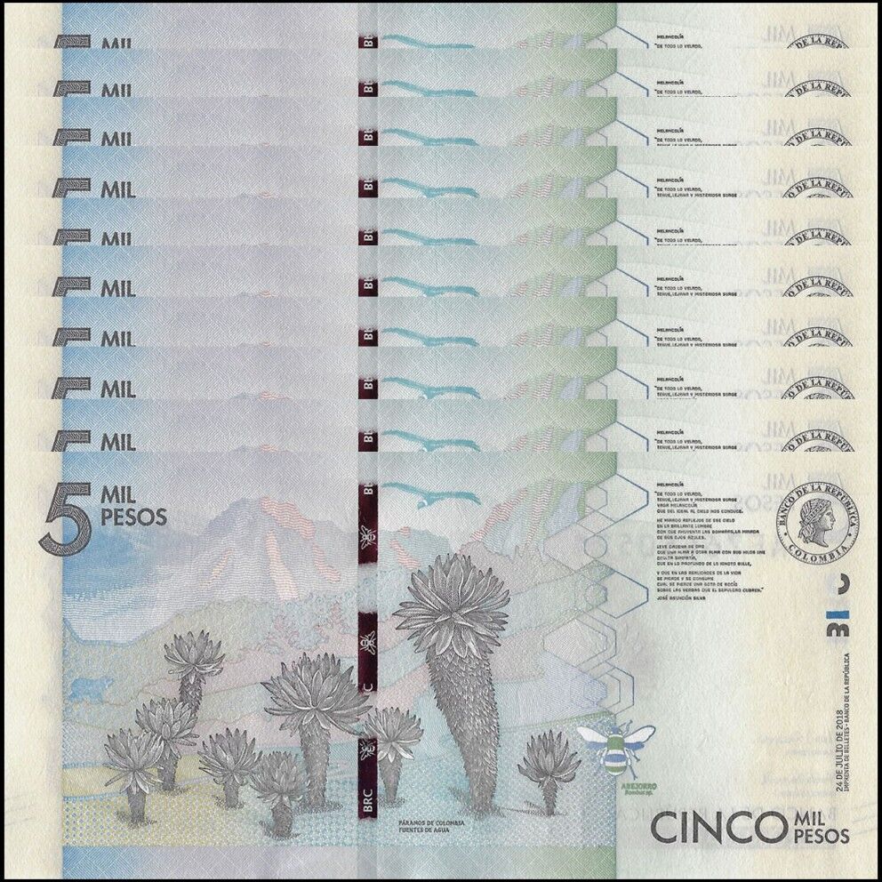 Colombia - 5000 Pesos 2018 - Pick- 459d / B994d - Set 10 PCS