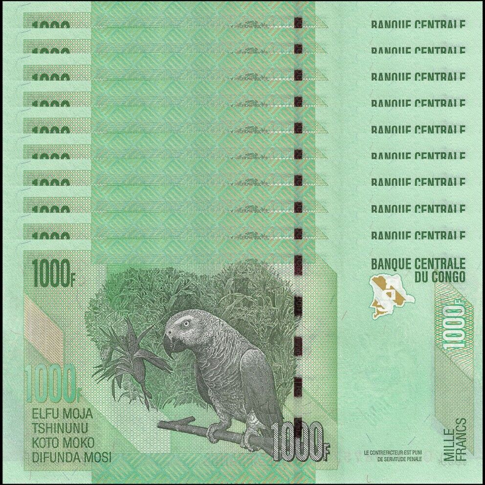 Congo - 1000 Francs 2013 - Pick- 101b - Set 10 PCS