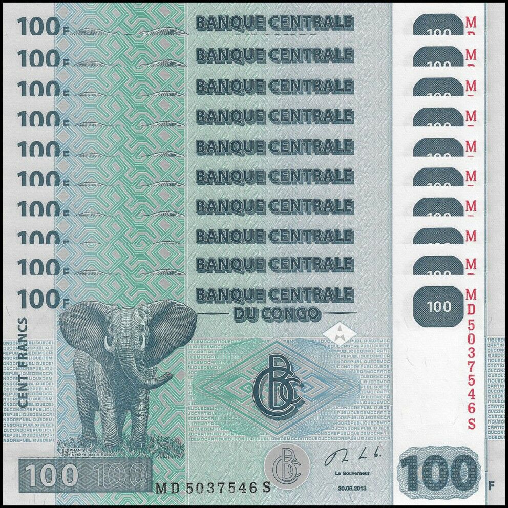 Congo - 100 Francs 2013 - Pick- 98b - Set 10 PCS