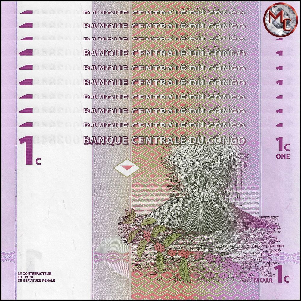 Congo - 1 Centime 1997 - Pick- 80 - Set 10 PCS