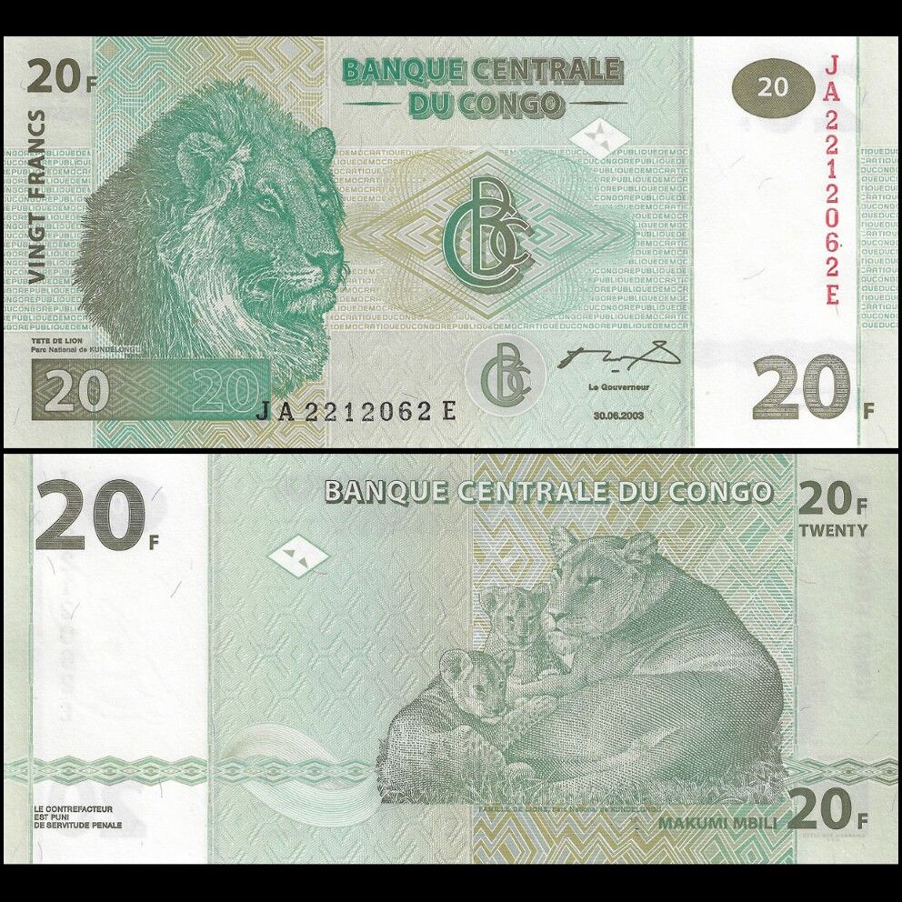 Congo - 20 Francs 2003 - Pick- 94 - Set 10 PCS